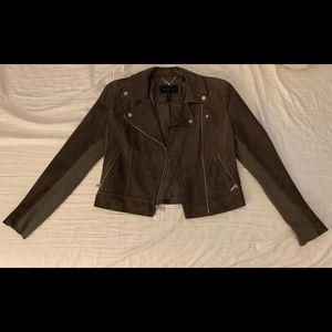 BCBG Brown Suede Jacket with Fringe on the Back